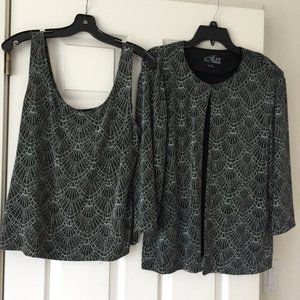 ALEX EVENINGS PRINTED TWINSET